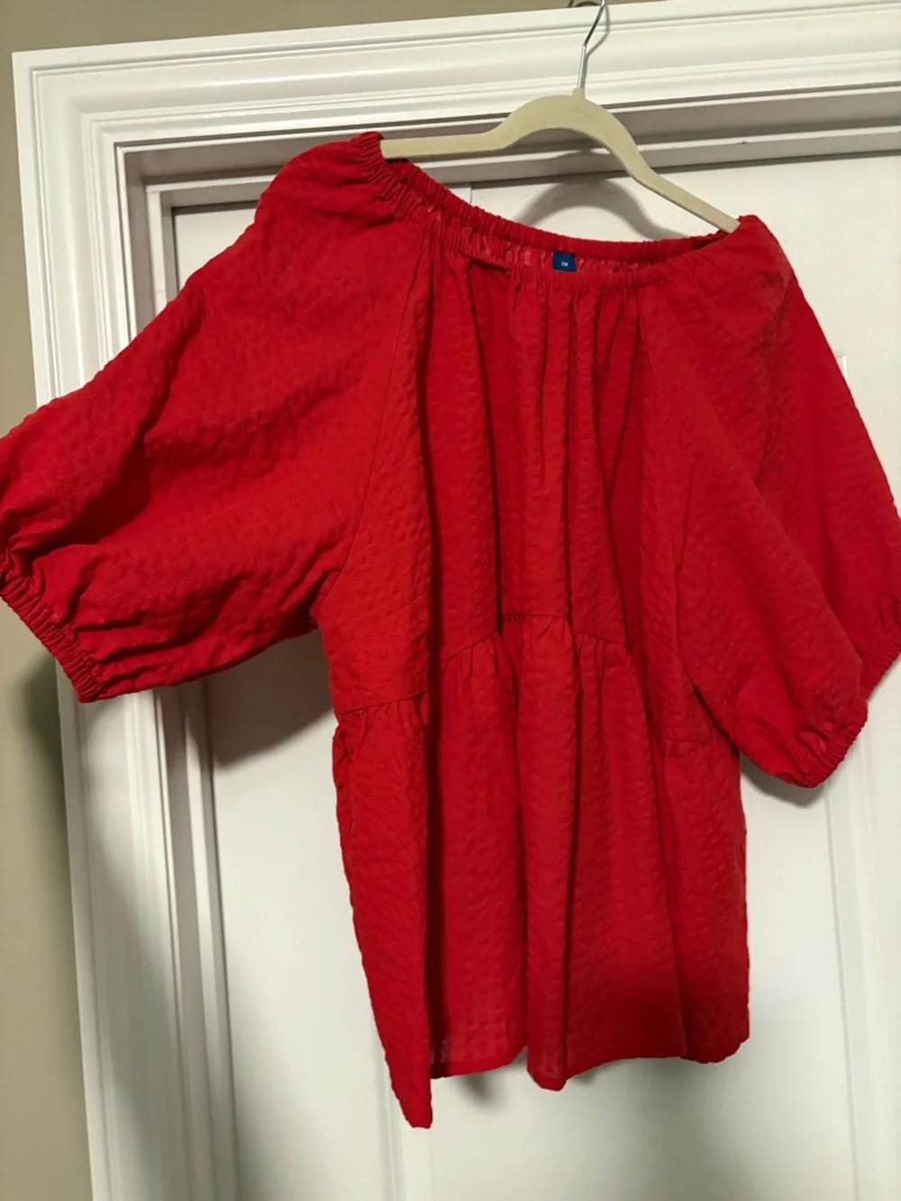 Red Women's Old Navy Peplum Top - Picture 2 of 4